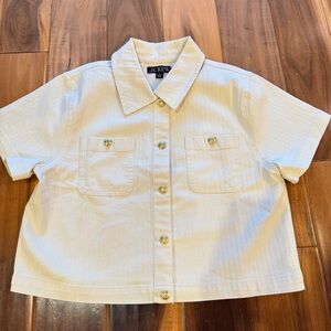 J.Crew Short-Sleeve Button-Front cropped jacket in Cream